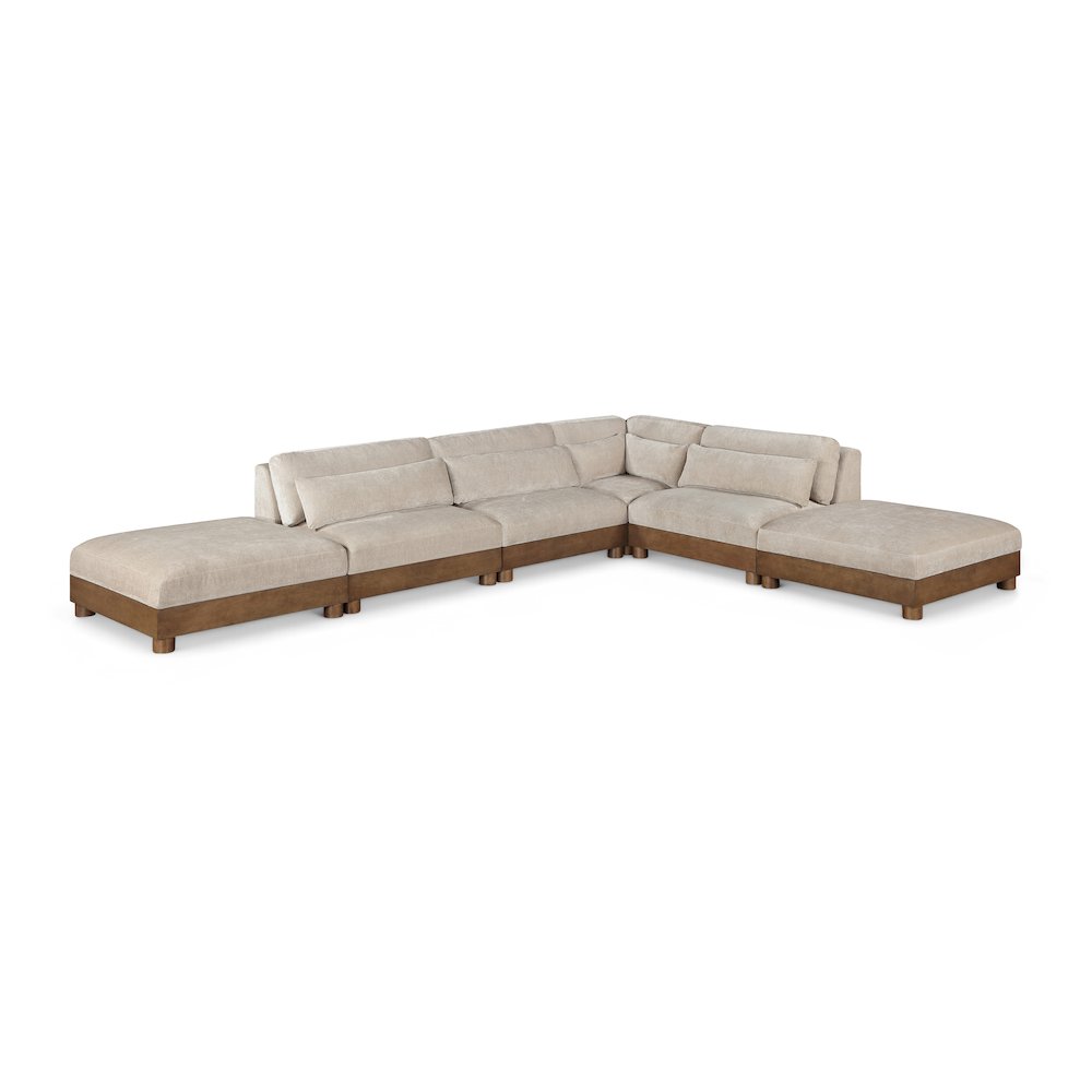 Turin 160" Taupe Chenille Fabric Upholstered 6pc. Modular Sectional