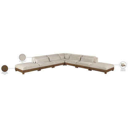 Turin 160" Taupe Chenille Fabric Upholstered 7pc. Modular Sectional