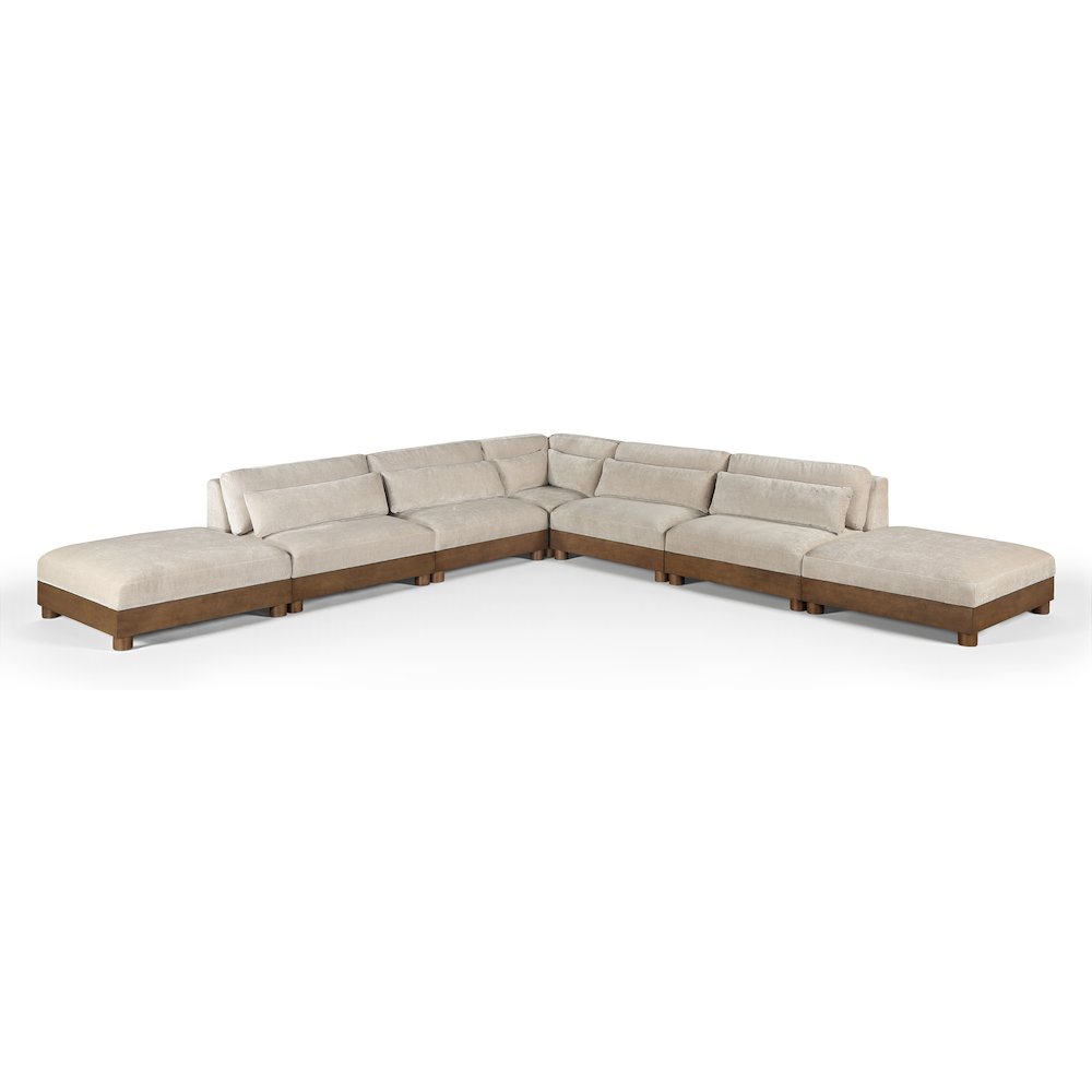 Turin 160" Taupe Chenille Fabric Upholstered 7pc. Modular Sectional