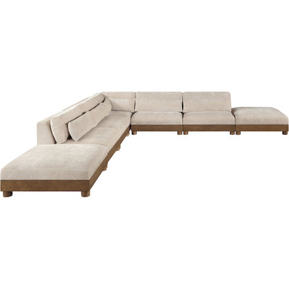 Turin 160" Taupe Chenille Fabric Upholstered 7pc. Modular Sectional