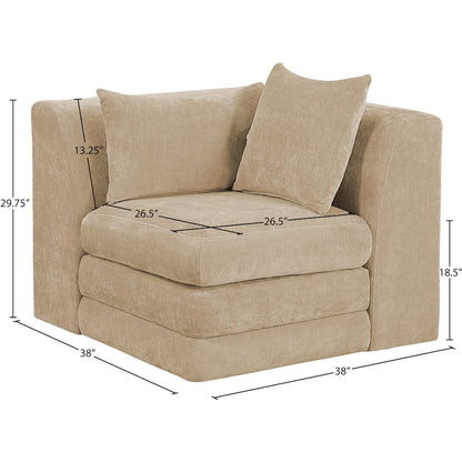 Stellar Beige Chenille Fabric Upholstered Modular Corner Chair