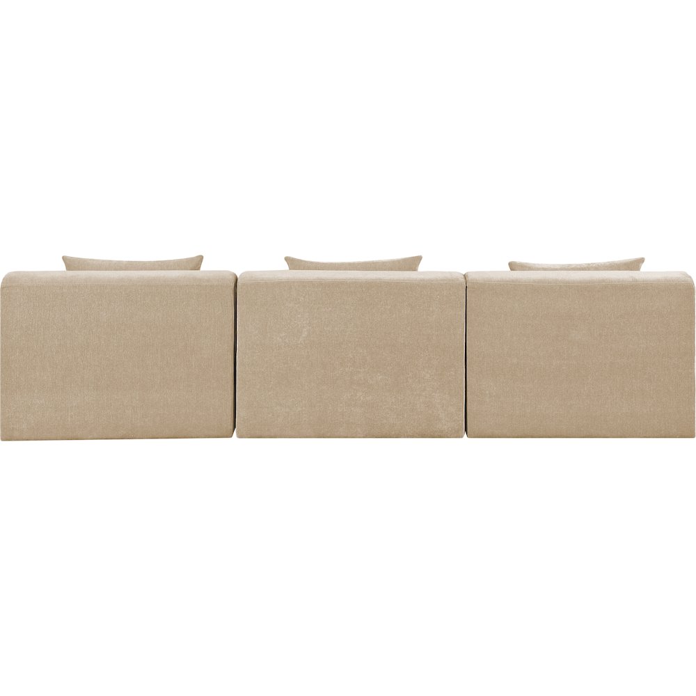 Stellar 114" Beige Chenille Fabric Upholstered 3pc. Modular Sofa