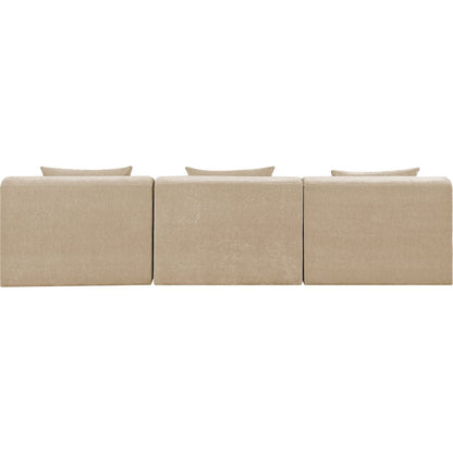 Stellar 114" Beige Chenille Fabric Upholstered 3pc. Modular Sofa