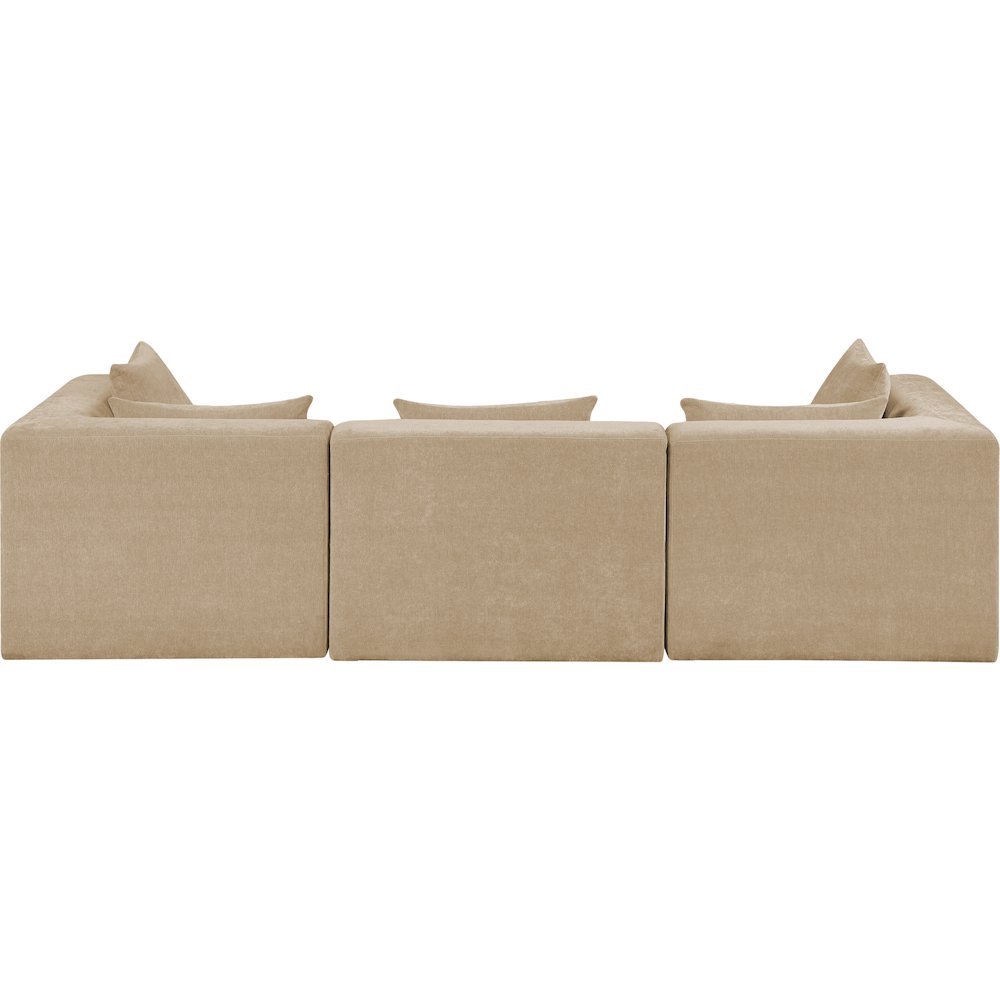 Stellar 114" Beige Chenille Fabric Upholstered 3pc. Modular Sofa