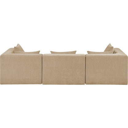 Stellar 114" Beige Chenille Fabric Upholstered 3pc. Modular Sofa