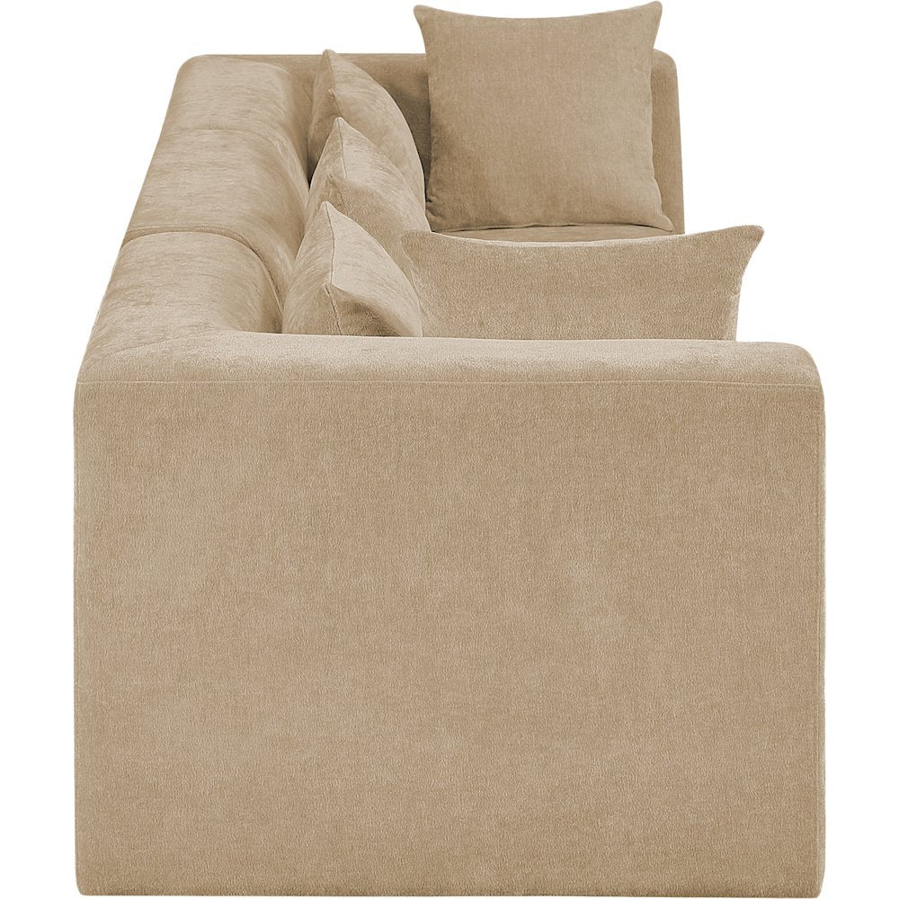 Stellar 114" Beige Chenille Fabric Upholstered 3pc. Modular Sofa