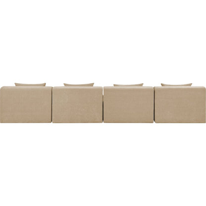Stellar 152" Beige Chenille Fabric Upholstered 4pc. Modular Sofa