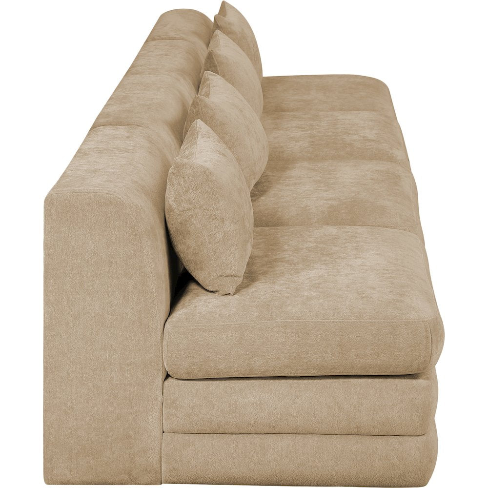 Stellar 152" Beige Chenille Fabric Upholstered 4pc. Modular Sofa