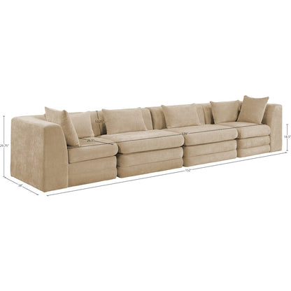 Stellar 152" Beige Chenille Fabric Upholstered 4pc. Modular Sofa