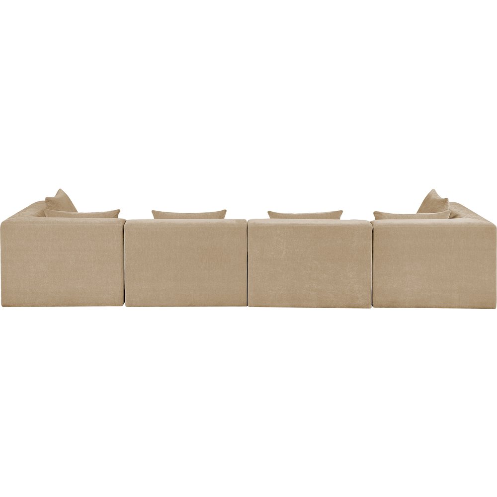 Stellar 152" Beige Chenille Fabric Upholstered 4pc. Modular Sofa