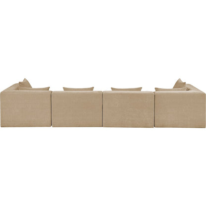 Stellar 152" Beige Chenille Fabric Upholstered 4pc. Modular Sofa