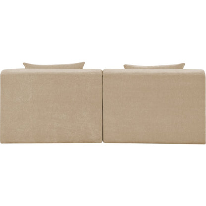 Stellar 76" Beige Chenille Fabric Upholstered 2pc. Modular Loveseat