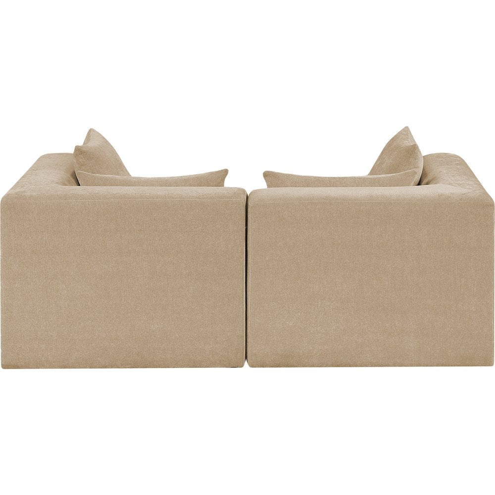 Stellar 76" Beige Chenille Fabric Upholstered 2pc. Modular Loveseat
