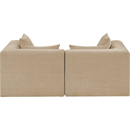 Stellar 76" Beige Chenille Fabric Upholstered 2pc. Modular Loveseat