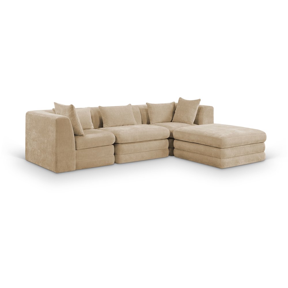 Stellar 114" Beige Chenille Fabric Upholstered 4Pc. Modular Sectional