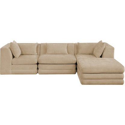Stellar 114" Beige Chenille Fabric Upholstered 4Pc. Modular Sectional