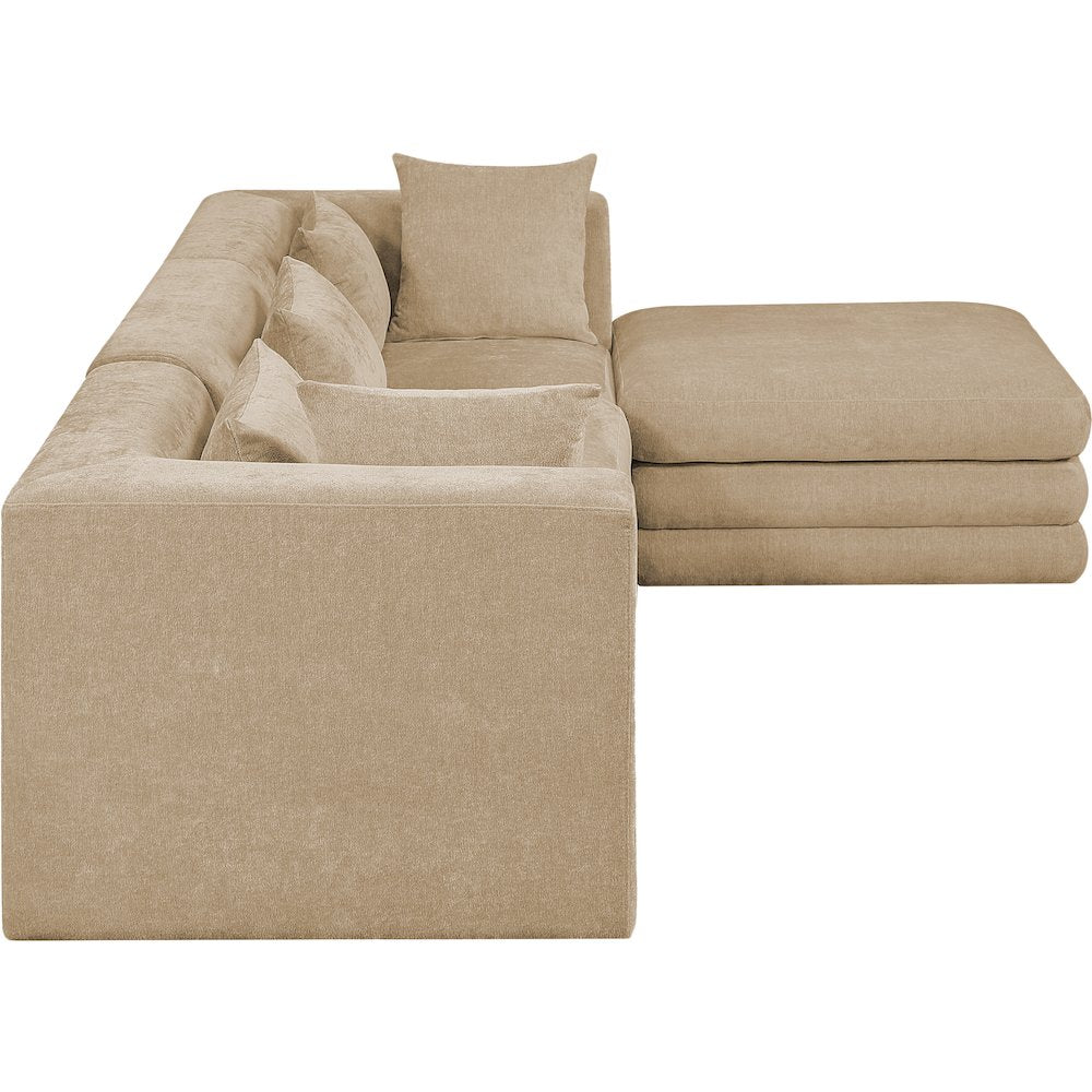 Stellar 114" Beige Chenille Fabric Upholstered 4Pc. Modular Sectional