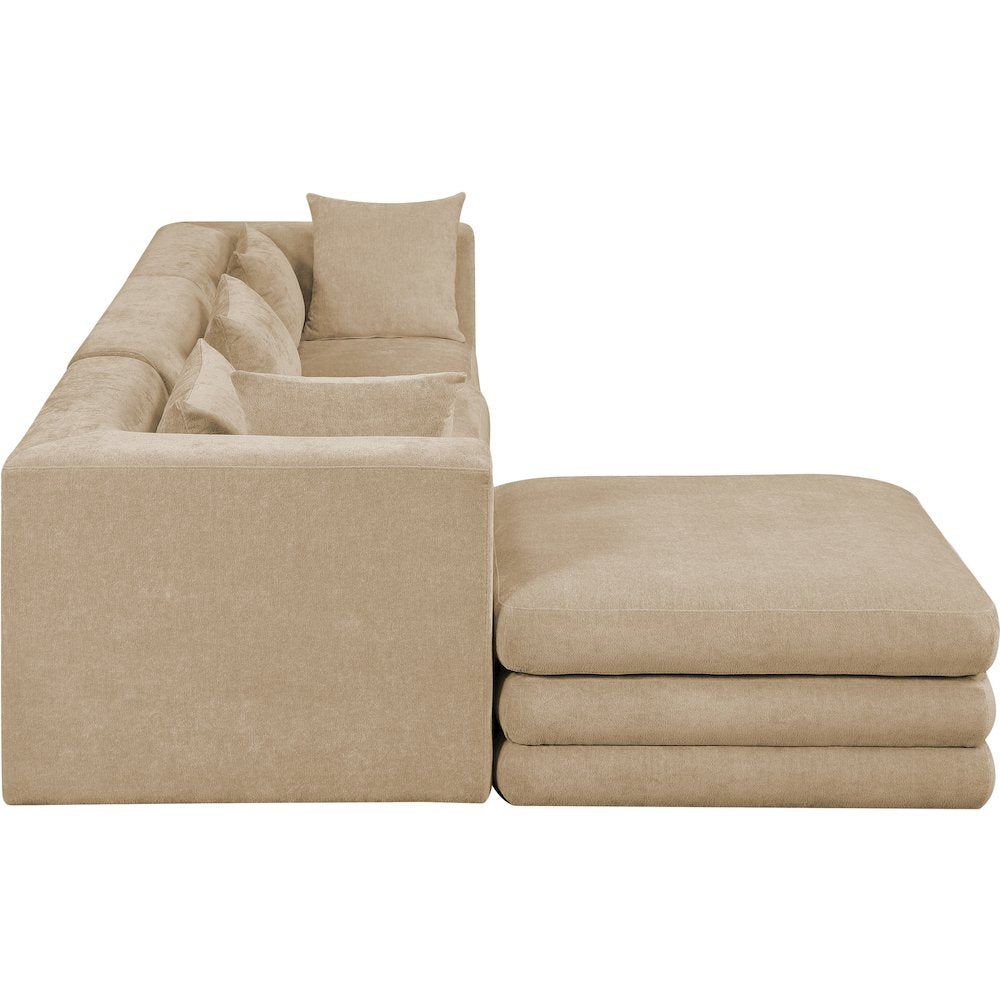 Stellar 114" Beige Chenille Fabric Upholstered 4Pc. Modular Sectional