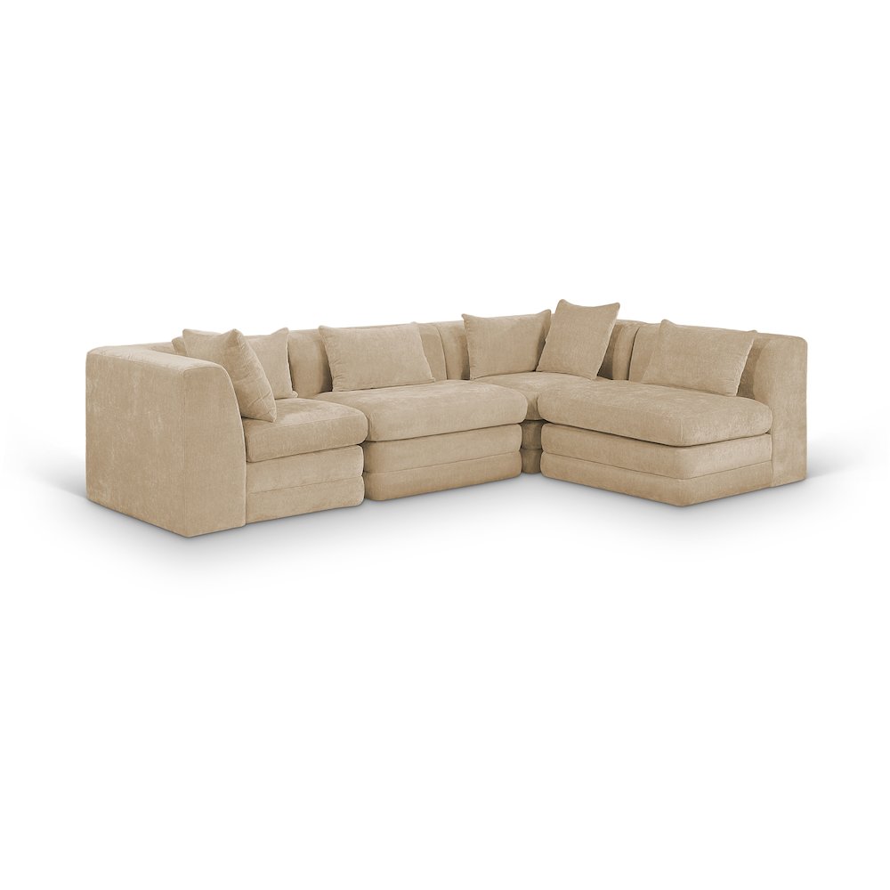 Stellar 114" Beige Chenille Fabric Upholstered 4Pc. Modular Sectional