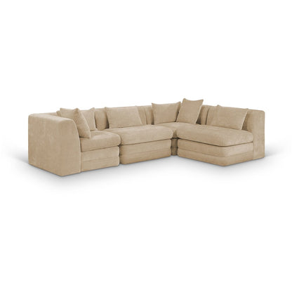 Stellar 114" Beige Chenille Fabric Upholstered 4Pc. Modular Sectional