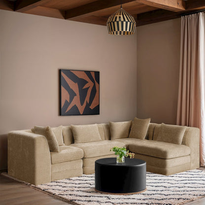 Stellar 114" Beige Chenille Fabric Upholstered 4Pc. Modular Sectional