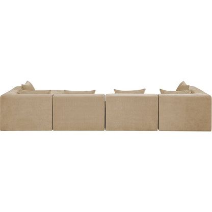 Stellar 152" Beige Chenille Fabric Upholstered 5Pc. Modular Sectional