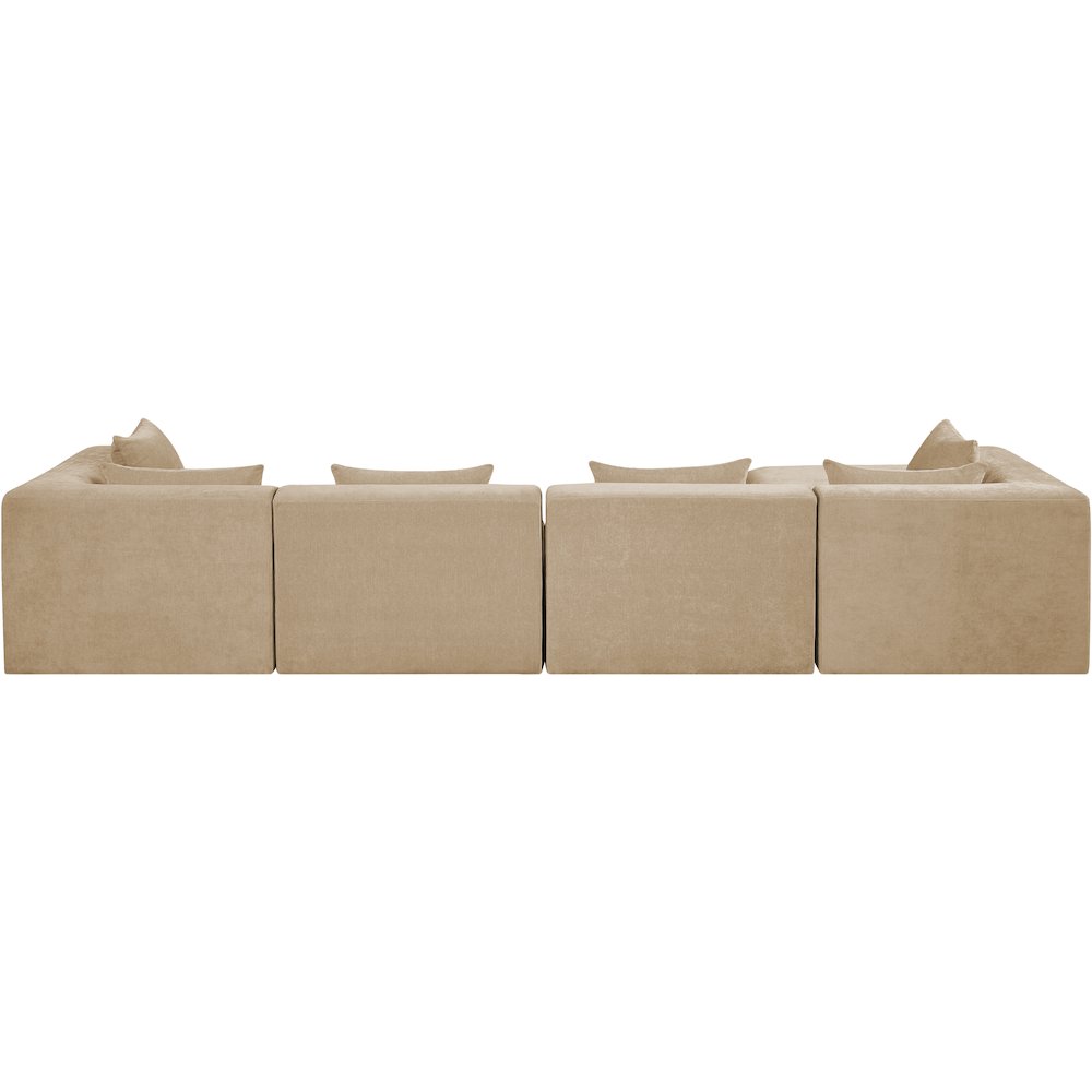 Stellar 152" Beige Chenille Fabric Upholstered 5Pc. Modular Sectional