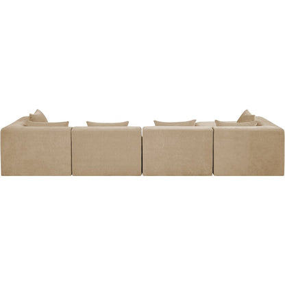 Stellar 152" Beige Chenille Fabric Upholstered 5Pc. Modular Sectional