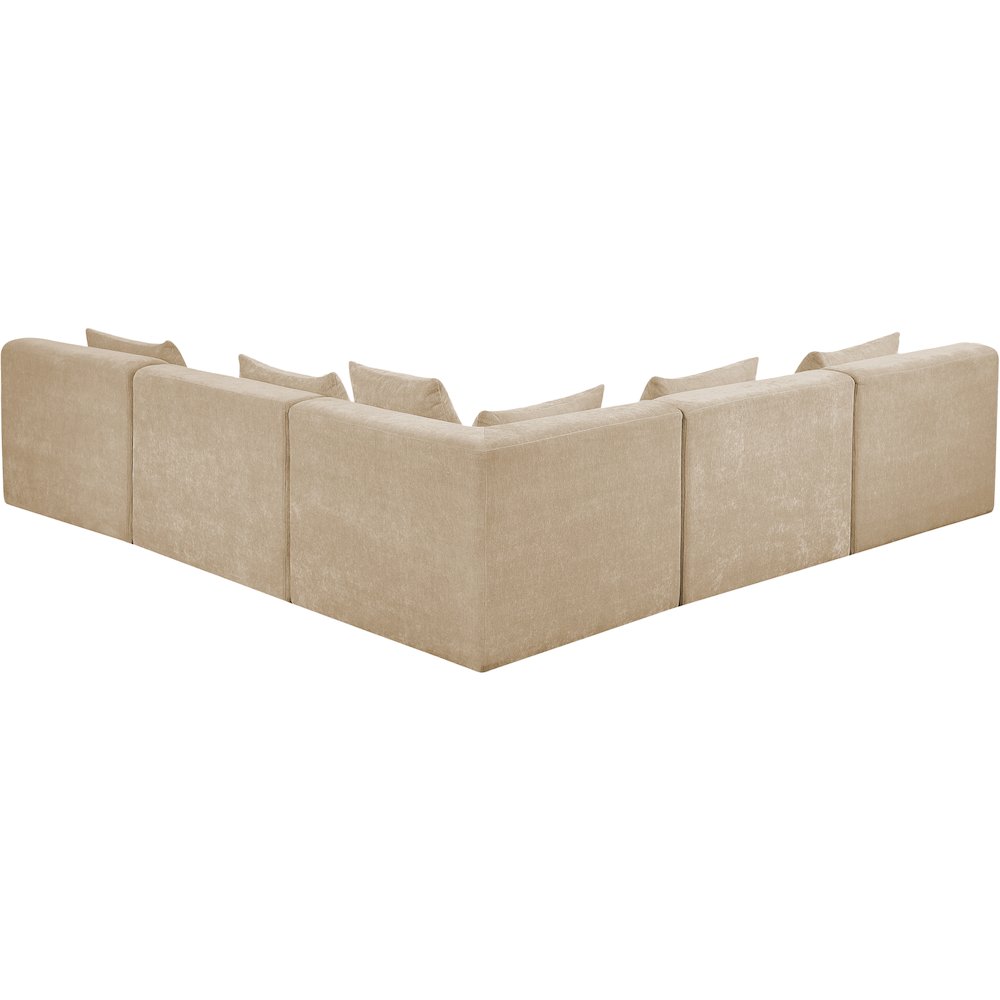 Stellar 114" Beige Chenille Fabric Upholstered 5Pc. Modular Sectional