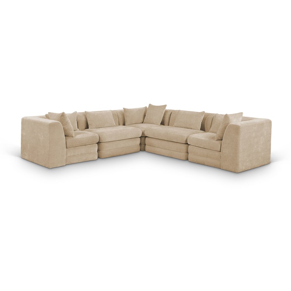 Stellar 114" Beige Chenille Fabric Upholstered 5Pc. Modular Sectional