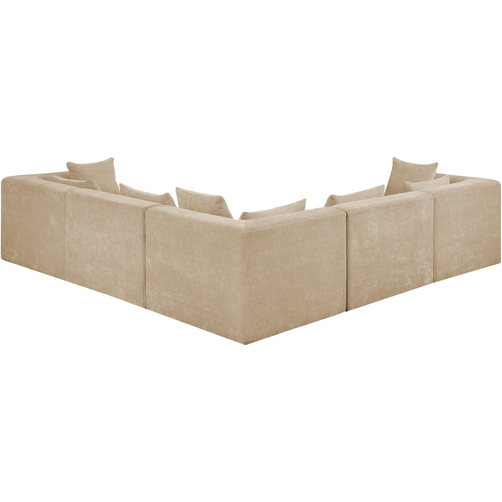 Stellar 114" Beige Chenille Fabric Upholstered 5Pc. Modular Sectional
