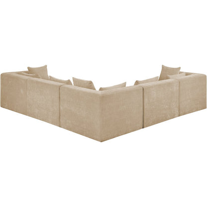 Stellar 114" Beige Chenille Fabric Upholstered 5Pc. Modular Sectional