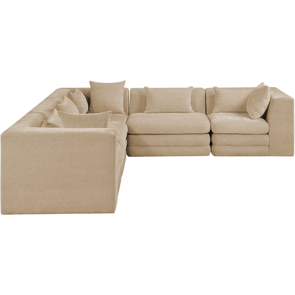 Stellar 114" Beige Chenille Fabric Upholstered 5Pc. Modular Sectional