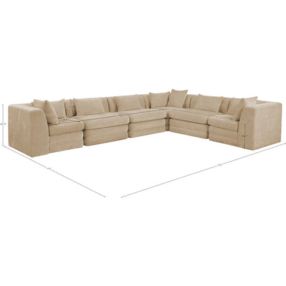Stellar 152" Beige Chenille Fabric Upholstered 6Pc. Modular Sectional