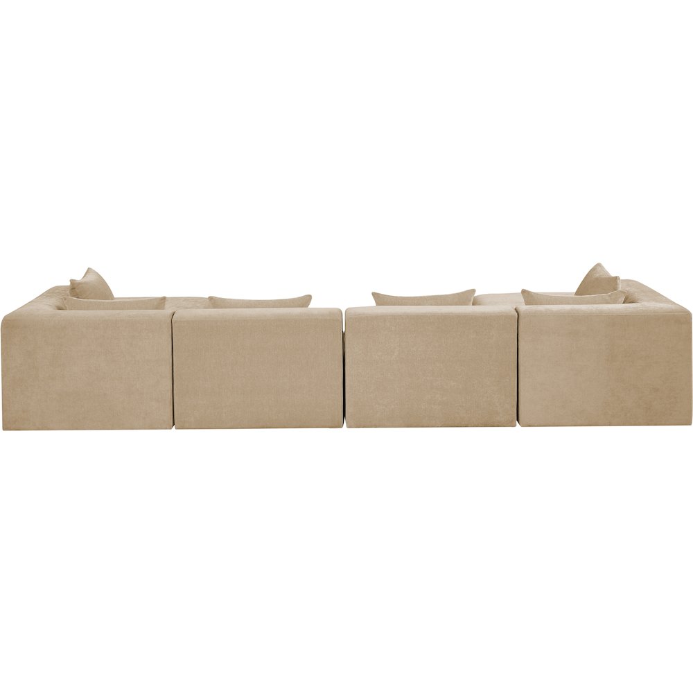 Stellar 152" Beige Chenille Fabric Upholstered 6Pc. Modular Sectional