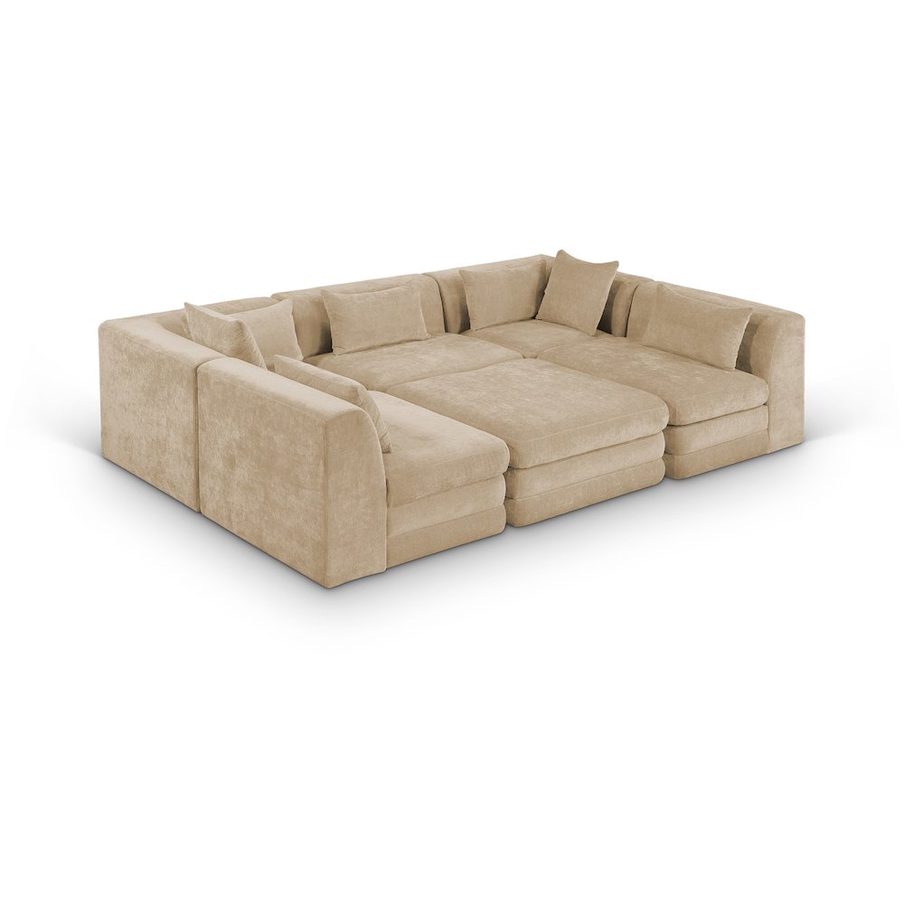 Stellar 114" Beige Chenille Fabric Upholstered 6Pc. Modular Sectional