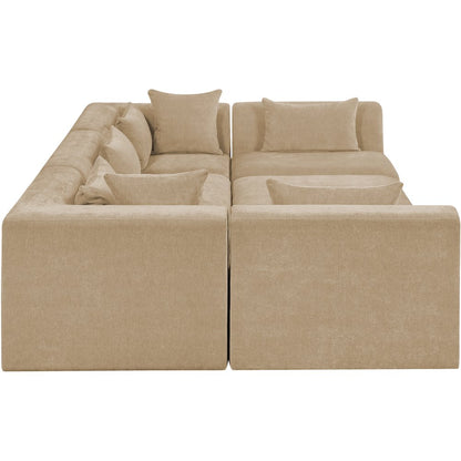 Stellar 114" Beige Chenille Fabric Upholstered 6Pc. Modular Sectional