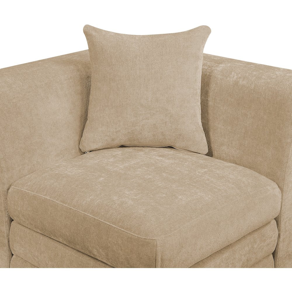 Stellar 114" Beige Chenille Fabric Upholstered 6Pc. Modular Sectional