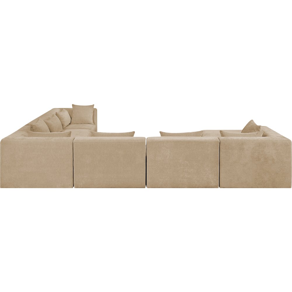Stellar 152" Beige Chenille Fabric Upholstered 7Pc. Modular Sectional