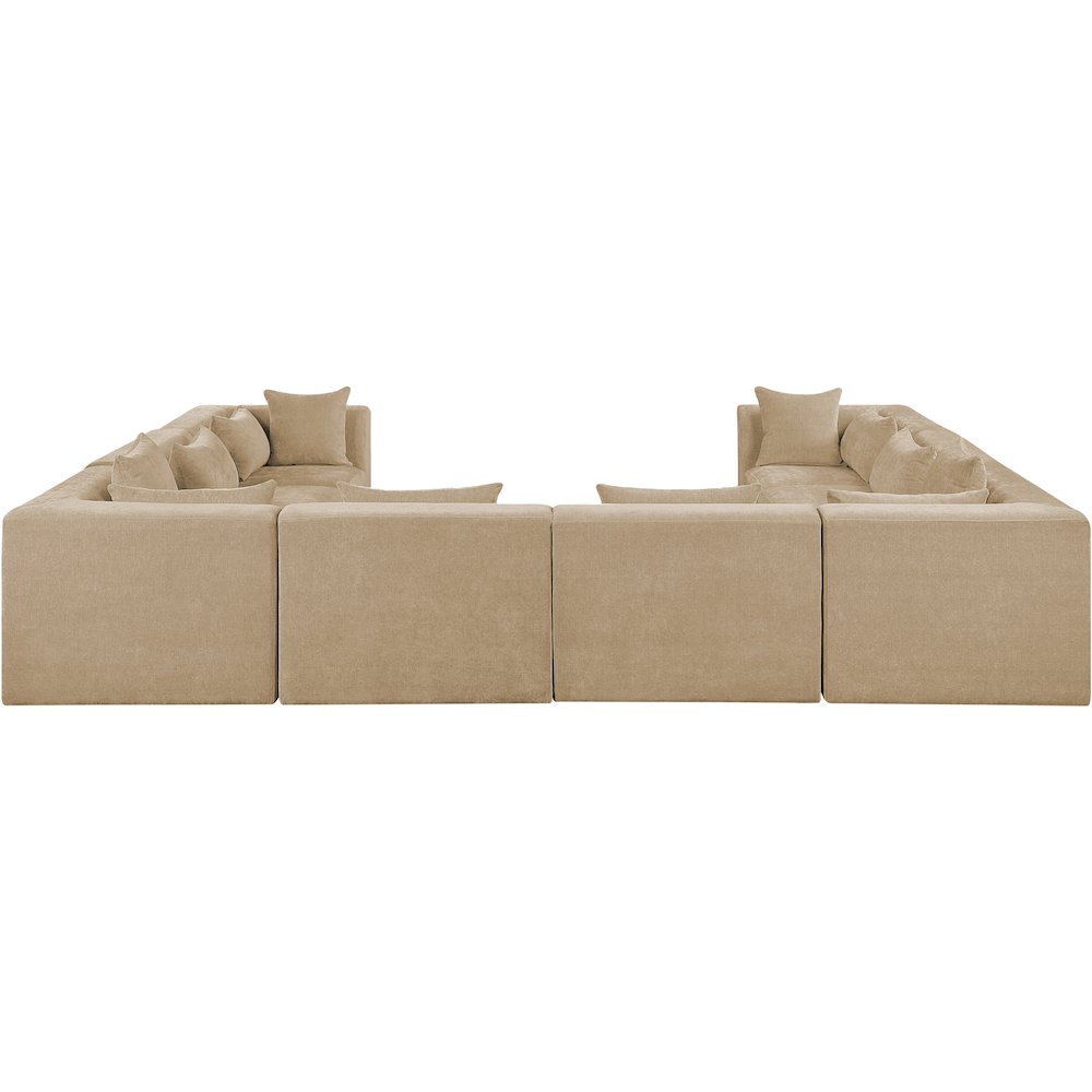 Stellar 152" Beige Chenille Fabric Upholstered 8Pc. Modular Sectional