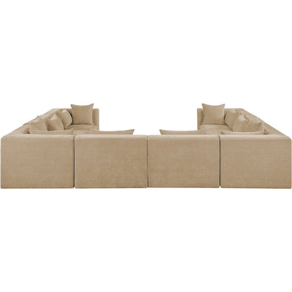 Stellar 152" Beige Chenille Fabric Upholstered 8Pc. Modular Sectional