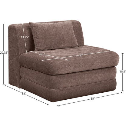 Stellar Brown Chenille Fabric Upholstered Modular Armless Chair