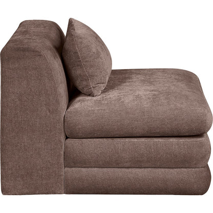 Stellar Brown Chenille Fabric Upholstered Modular Armless Chair