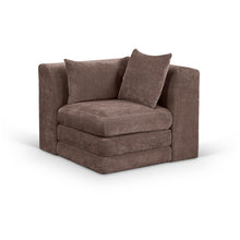Stellar Brown Chenille Fabric Upholstered Modular Corner Chair