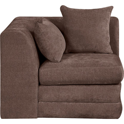 Stellar Brown Chenille Fabric Upholstered Modular Corner Chair