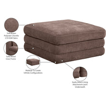 Stellar Brown Chenille Fabric Upholstered Modular Modular Ottoman