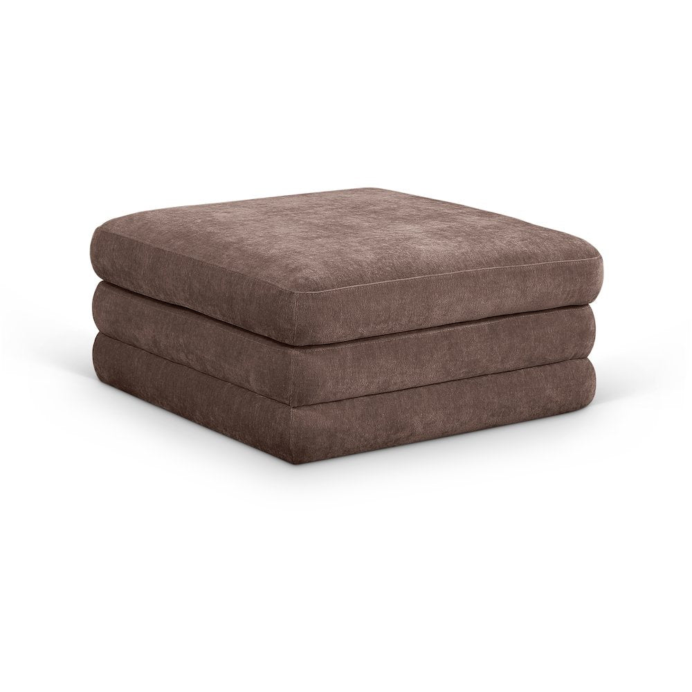 Stellar Brown Chenille Fabric Upholstered Modular Modular Ottoman