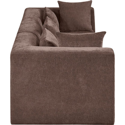 Stellar 114" Brown Chenille Fabric Upholstered 3pc. Modular Sofa