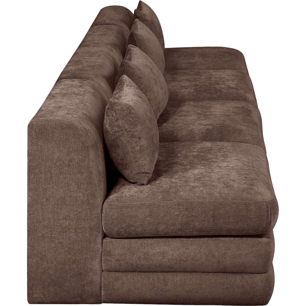 Stellar 152" Brown Chenille Fabric Upholstered 4pc. Modular Sofa