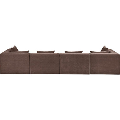 Stellar 152" Brown Chenille Fabric Upholstered 4pc. Modular Sofa
